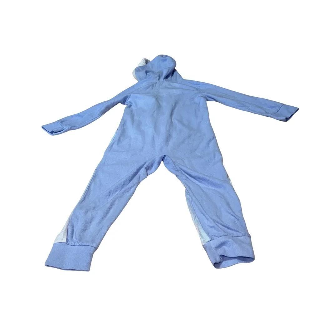 Disney Frozen Elsa Girls Size 5T Hooded Fleece One Piece Pajama Sleeper Blue